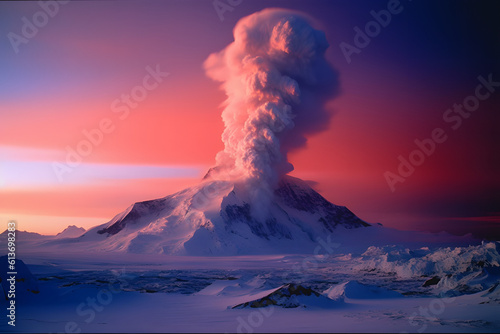 dark fantasy mountain landscape  fire in the hills  volcano eruption