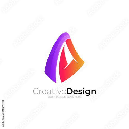 Abstract letter logo with 3d colorful, blue color Free Download Abstract letter logo with 3d colorful, blue color - GFXLoad