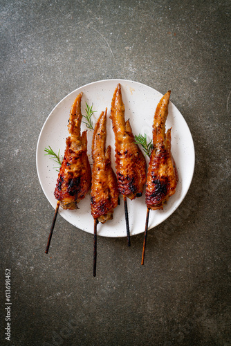 Photography grilled chicken wings skewer
