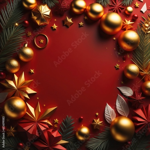 christmas celebration background template illustration. copy space decoration, banner. generative ai