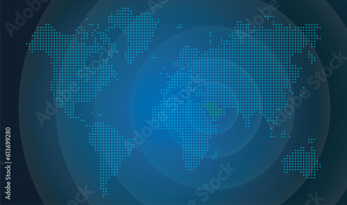 Saudi Arabia World Map stock illustration, dotted map in futuristic style	
