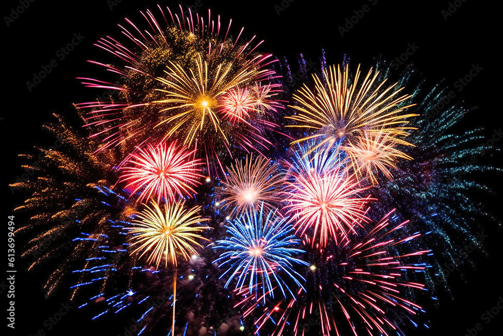 Gorgeous fireworks in the night sky. Free photo Gorgeous fireworks in the night sky. Free photo