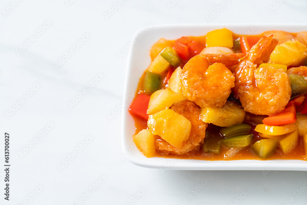 Stir-fried sweet and sour with fried shrimp Stir-fried sweet and sour with fried shrimp