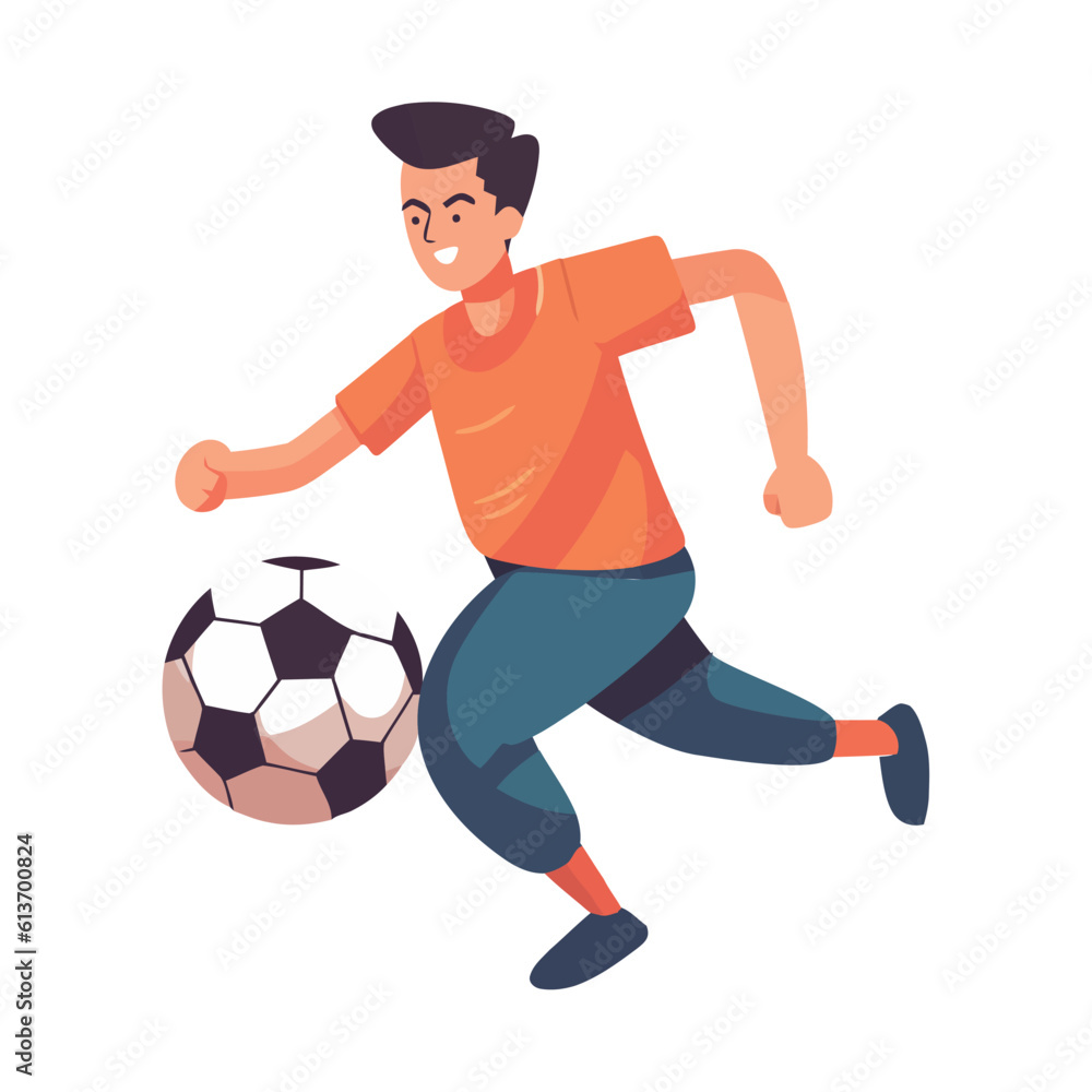 Man kicking soccer ball in competition