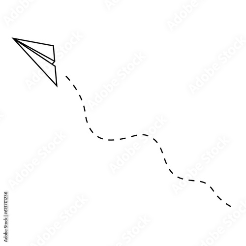 paper plane hand drawn with trail