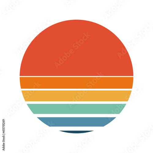 round sunrise shape badge