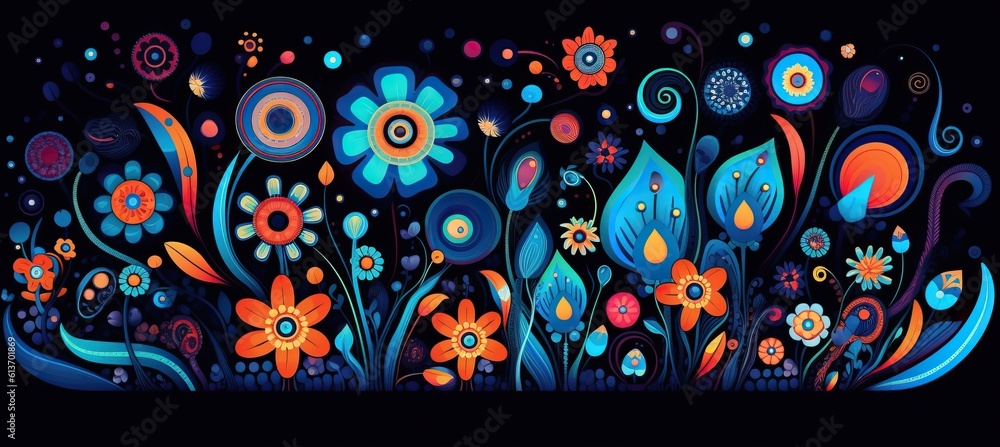 Fototapeta premium flowers and foliage colorful pattern spring summer background