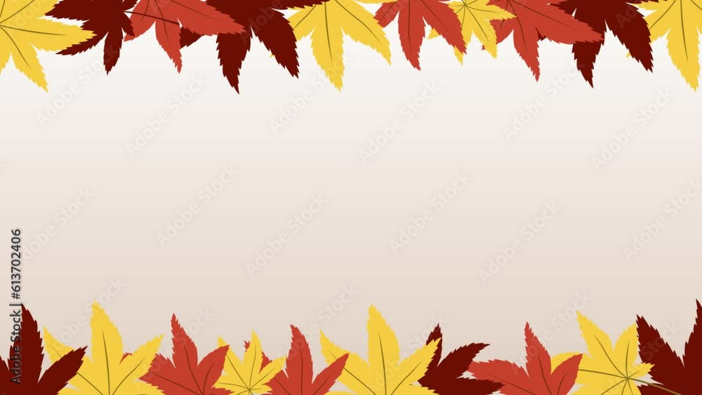 紅葉がモチーフの落ち葉が揺れる背景イラストフレームアニメーション動画　ループ可能