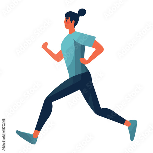 Woman sprinting in sports race, strength