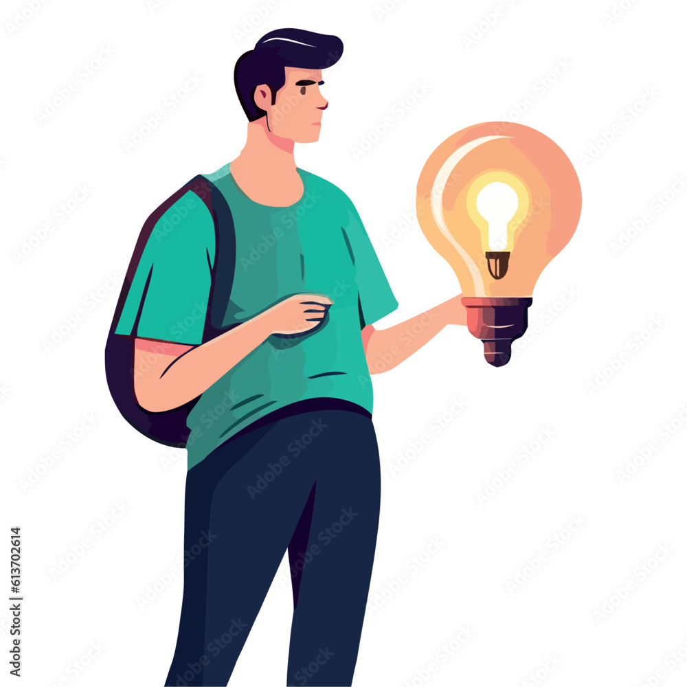 Businessman holding light bulb symbolizes innovation Businessman holding light bulb symbolizes innovation
