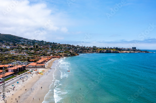 Aerial View of La Jolla Beach Looking Toward La Jolla Cove with Hotels and Homes in the Background in San Diego California