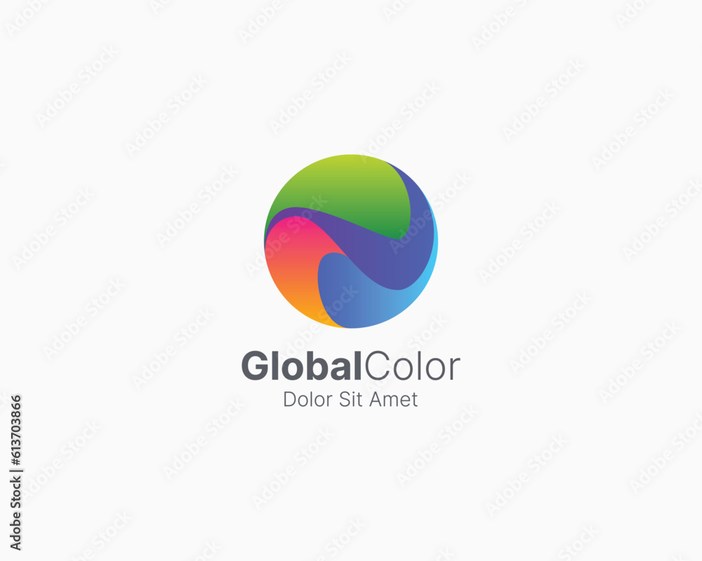 Colorful global sphere with gradient logo Colorful global sphere with gradient logo