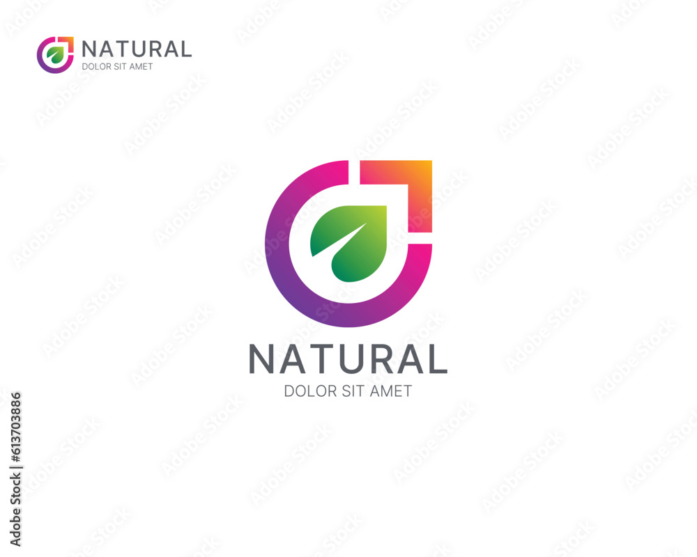 Colorful leaf with arrow growing up logo Colorful leaf with arrow growing up logo