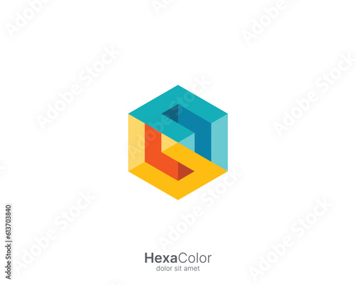 Abstract colorful hexagon logo template