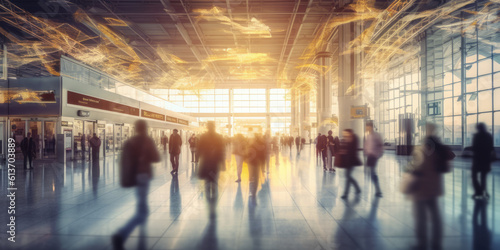 Exploring the Bustling Atmosphere of a Busy Airport - Step into the fast-paced world of a busy airport with this captivating image collection. Experience the vibrant energy as travelers hurry.