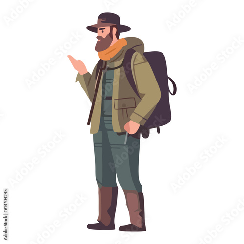 One person hiking with backpack in nature