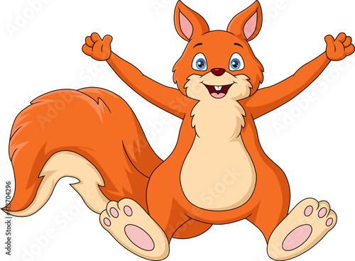 Cute squirrel cartoon on white background