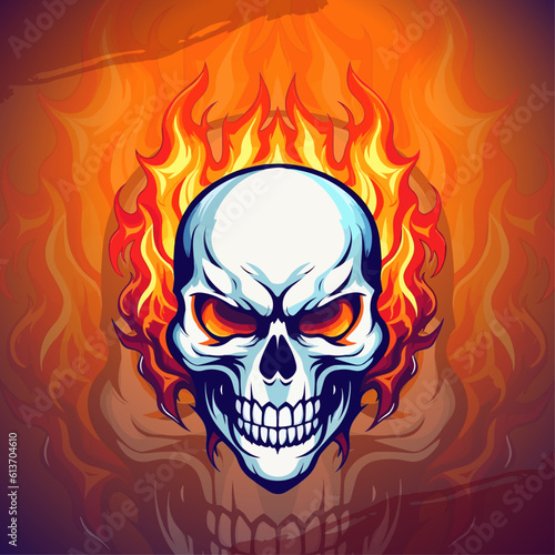 Dynamic Flaming Skull: Vector Illustration for Esport & Sport Team Logos, Emblems, and Apparel