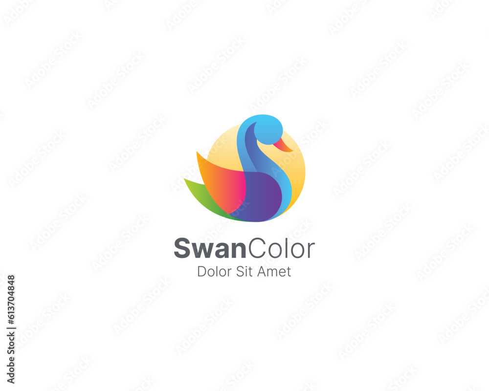 Colorful swan with smooth gradient logo Colorful swan with smooth gradient logo