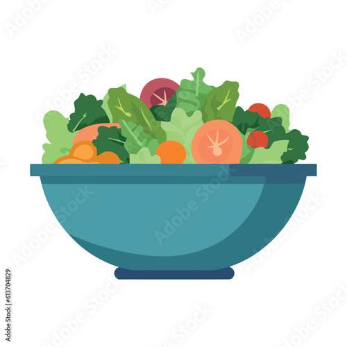 Fresh organic salad with healthy vegetables and herbs