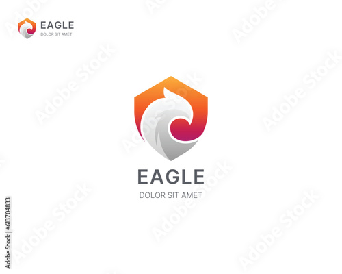 Colorful shield data with negative eagle logo