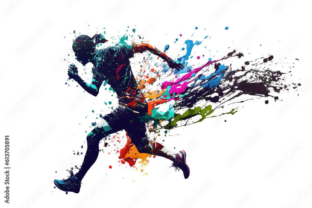 Imagine running on splash color isolated on background. Imagine running on splash color isolated on background.