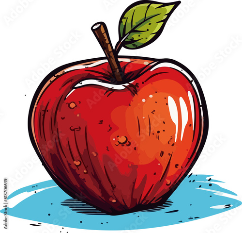 hand drawn cartoon apple illustration 