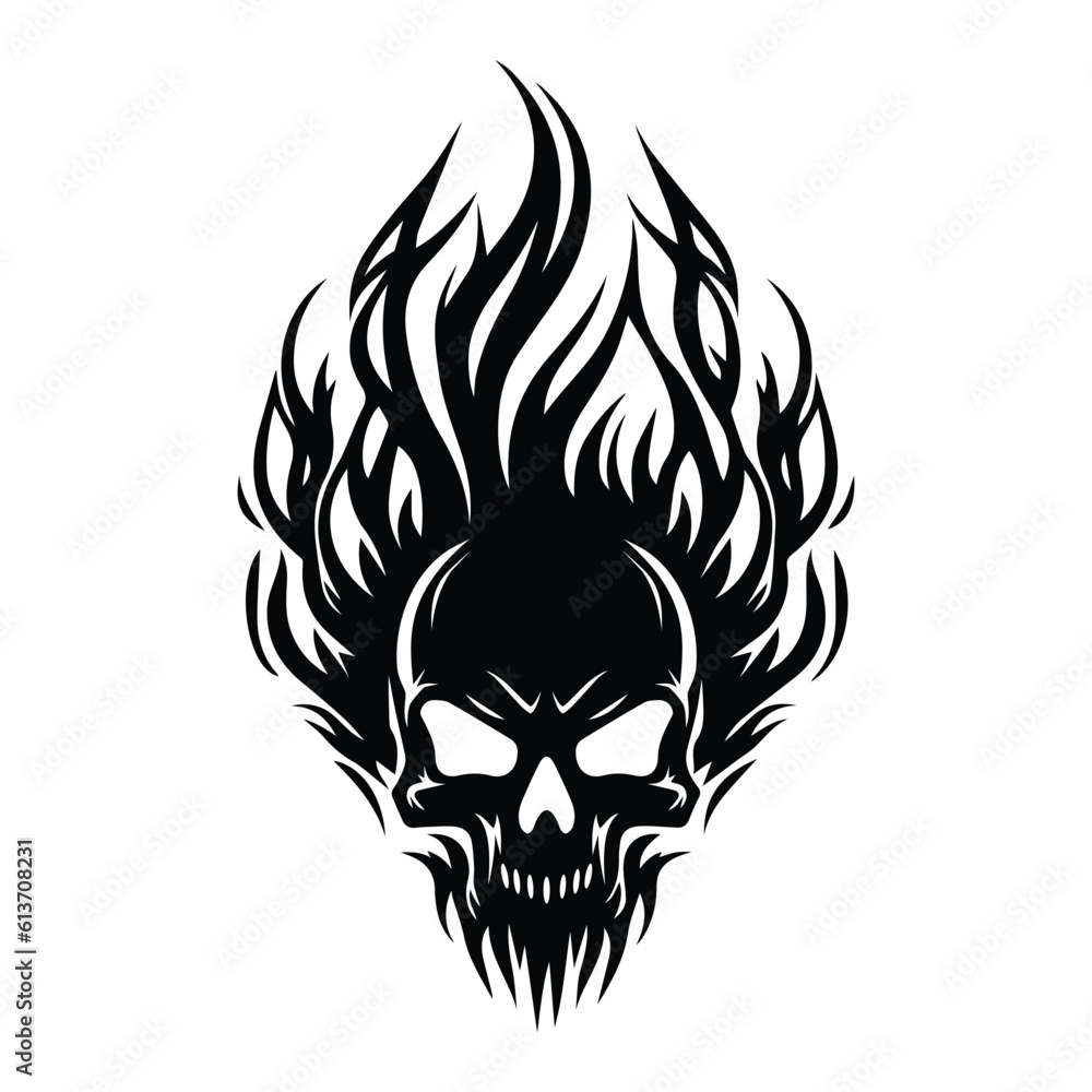 Flaming Skull Vector Clipart Illustration Flaming Skull Vector Clipart Illustration