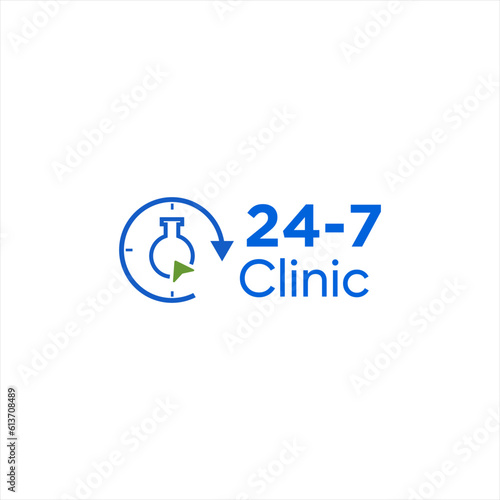 online clinic consult service logo design.24-7 hour information clinical vector template
