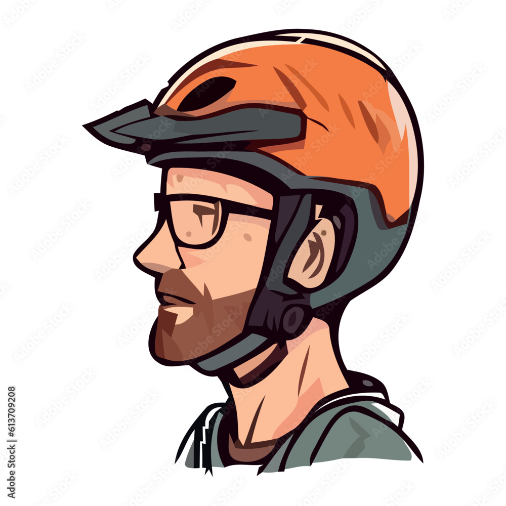 Fototapeta premium Bearded man with cycling helmet