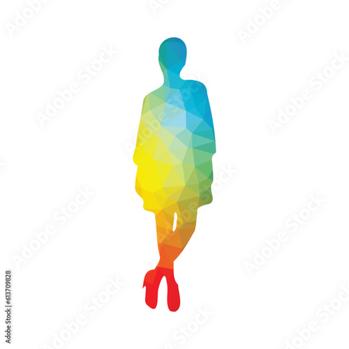 Silhouette of a woman in a colorful polygonal style