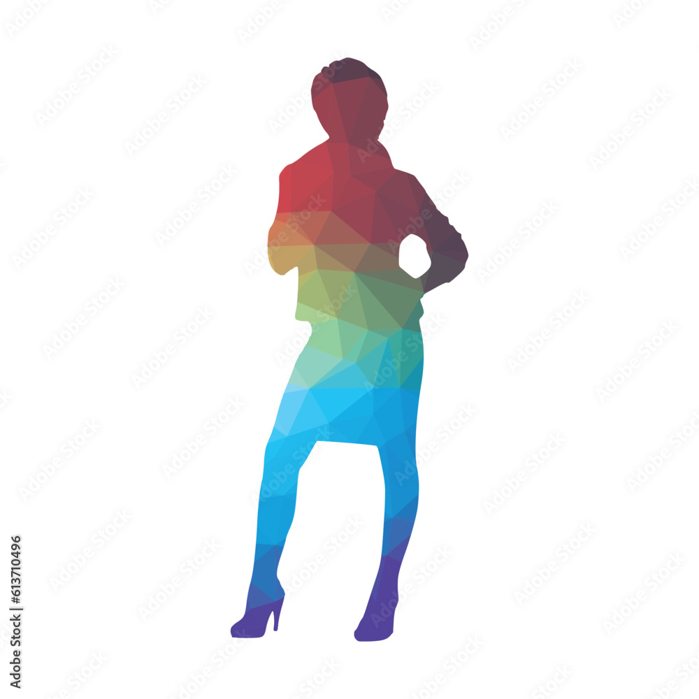 Silhouette of a woman in a polygonal style.