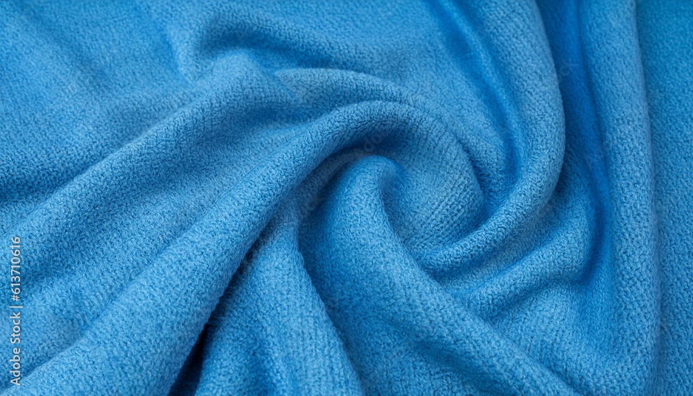 Luxury twisted fabric backplate, light blue abstract background. Soft knitted blue sweater texture closeup. Generative AI Luxury twisted fabric backplate, light blue abstract background. Soft knitted blue sweater texture closeup. Generative AI