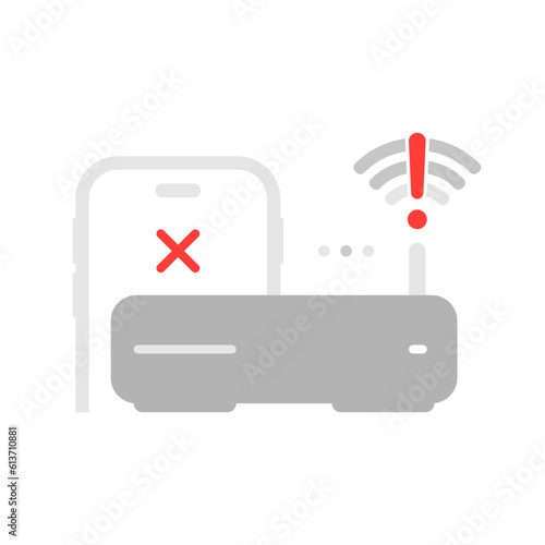 no internet connection on smartphone device flat design vector eps10. simple and modern graphic element for landing page ui, infographic, icon, pop up message information