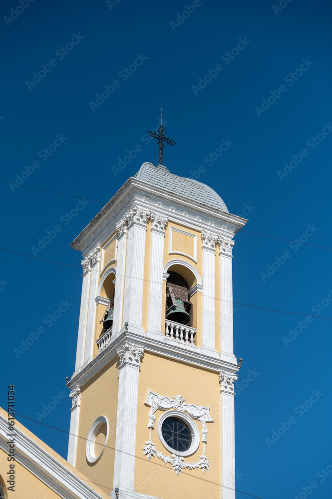 Sunny day at the Co-Cathedral of the Immaculate Conception in Minas, capital of the department of Lavalleja in Uruguay in 2023..