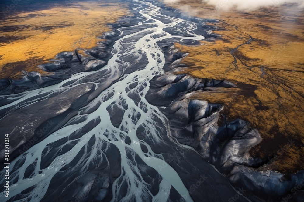 Iceland's majestic river system A breathtaking aerial drone view
