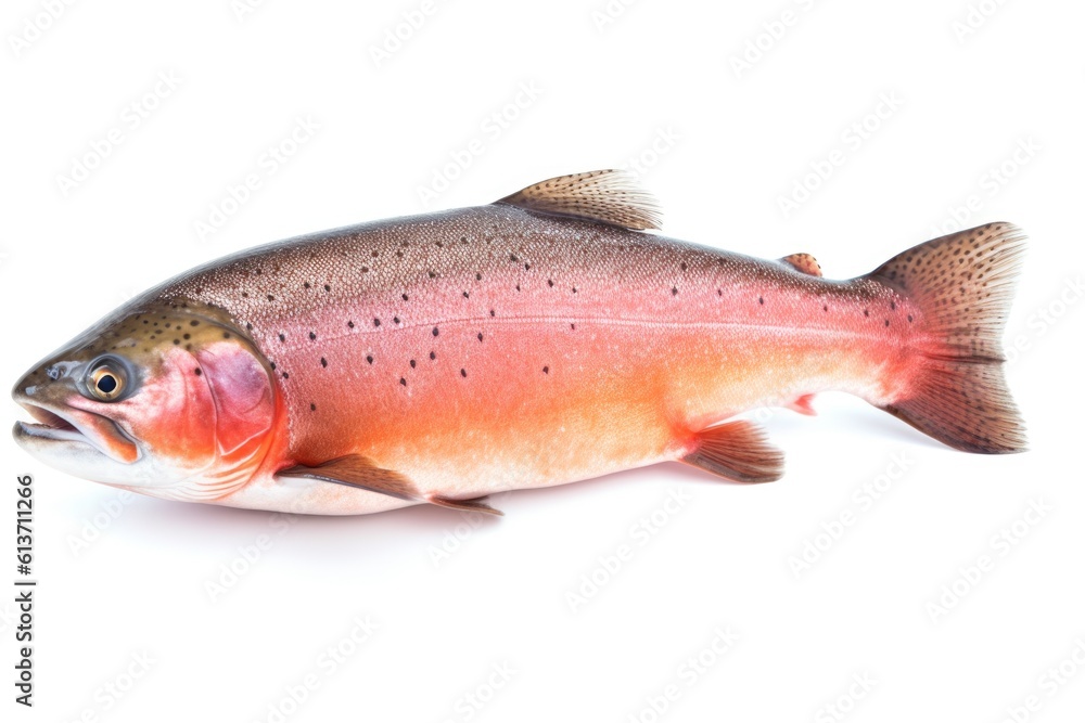 photograph of salmon fish isolated on white background macro lens soft lighting photograph of salmon fish isolated on white background macro lens soft lighting