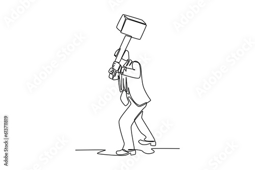 Continuous one line drawing vandalism concept. Single line draw design vector graphic illustration.