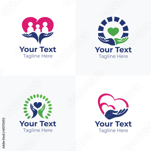 people care logo icon vector design set
