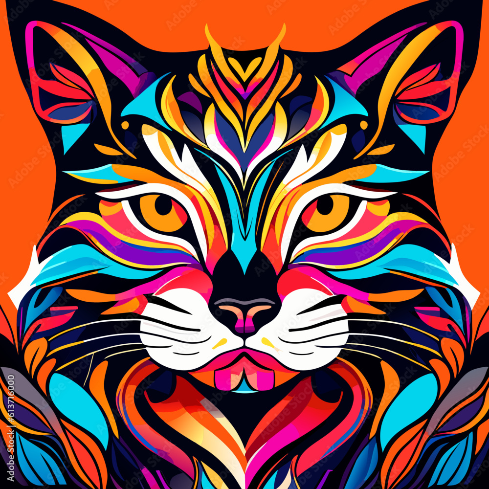 Obraz premium close up, cat, face, vector, colorful