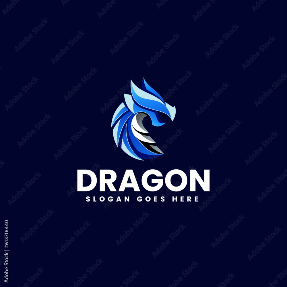 Obraz premium Vector Logo Illustration Dragon Gradient Colorful Style