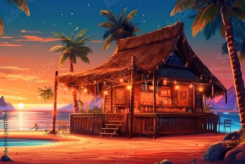 Slika na platnu Tiki bar. Ai art. Tropical background