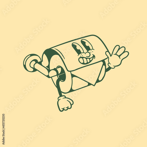 Vintage character design of toilet paper