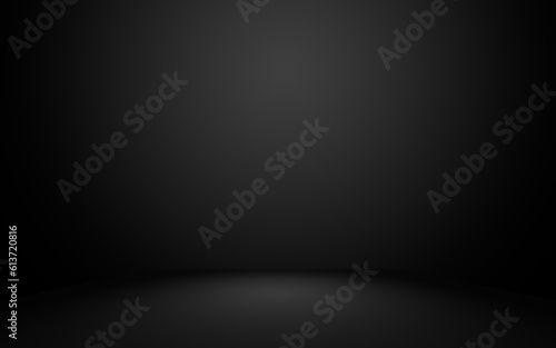 Empty dark black room background. Black gradient texture for display your product