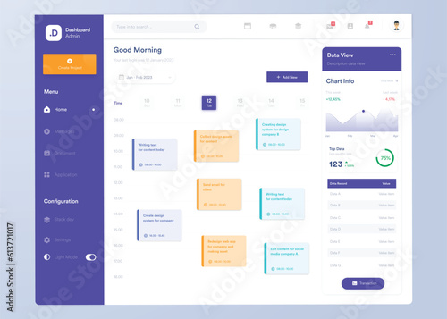 Infographic dashboard. UI design with graphs, charts and diagrams. Web interface template for business presentation.