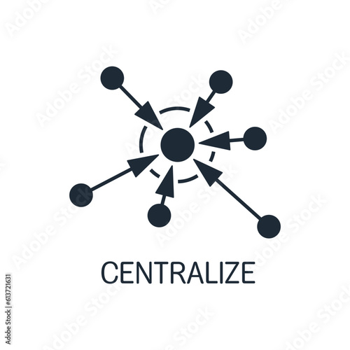 Centralization, concentration.Vector linear icon isolated on white background.