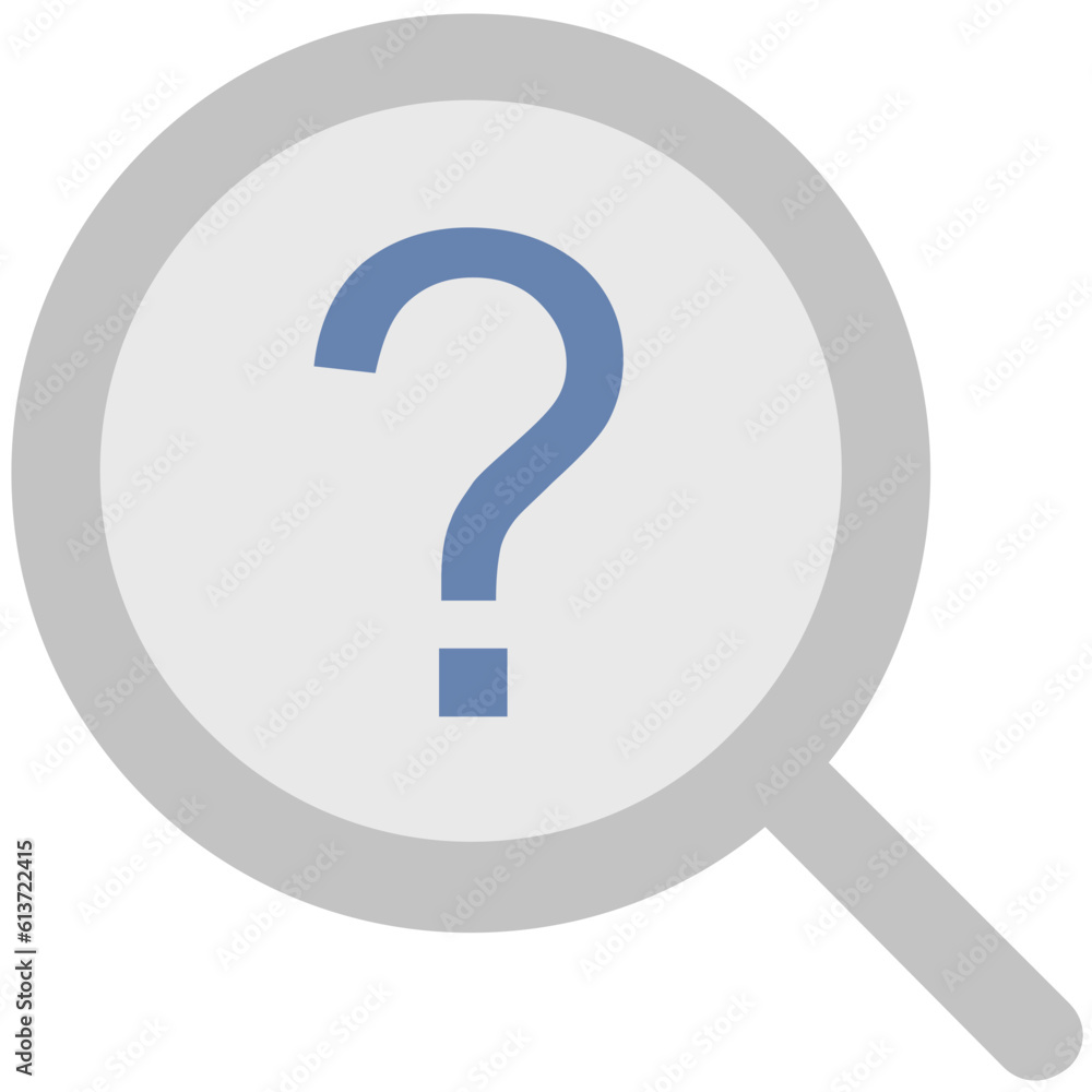 Magnifier and question mark, flat icon of unknown search Magnifier and question mark, flat icon of unknown search