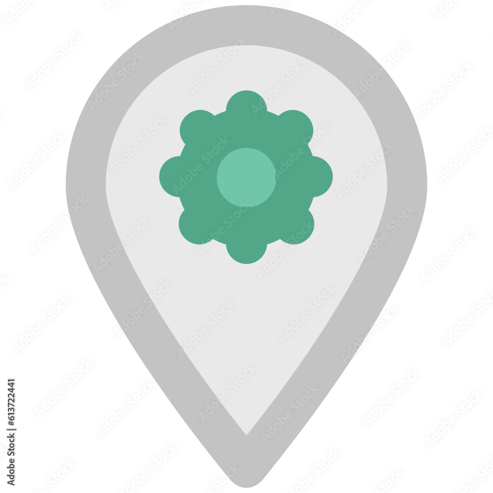 Navigation pin and cog, icon of location setting Navigation pin and cog, icon of location setting