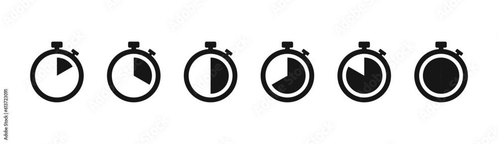 Set of timer. Stopwatch icons set. Countdown 10, 20, 30, 40, 50, 60 minutes. Timer symbol. Outline stopwatch icon. Alarm pictogram. Vector, Transparent background Set of timer. Stopwatch icons set. Countdown 10, 20, 30, 40, 50, 60 minutes. Timer symbol. Outline stopwatch icon. Alarm pictogram. Vector, Transparent background