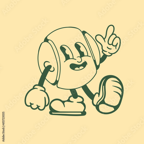 Vintage character design of tennis ball